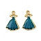 304 Stainless Steel Enamel Pendants, Dress Charm, Ion Plating(IP), Real 18K Gold Plated, 19.5x13x2.5mm, Hole: 1.6mm