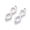 Non-Tarnish 201 Stainless Steel Links, Manual Polishing, Infinity, Stainless Steel Color, 20x6x1.5mm, Hole: 1.5mm