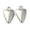 Non-Tarnish 304 Stainless Steel Pendants, Heart Charms, Stainless Steel Color, 18x10.5x4mm, Hole: 1.4mm