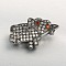 Brass Micro Pave Cubic Zirconia Animal Beads, Elephant, Clear, Gunmetal, 20x12x6mm, Hole: 2mm