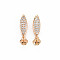 Brass Micro Pave Clear Cubic Zirconia Peg Bails Pendants, Nickel Free, For Half Drilled Beads, Horse Eye, Real 18K Gold Plated, 18.5x4x4mm, Hole: 1.8mm, Pin: 0.6mm