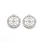 Brass Micro Pave Cubic Zirconia Pendants, Cadmium Free & Nickel Free & Lead Free, Compass, Platinum, 25x23x2.5mm, Hole: 1.2mm