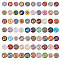 Printed Picture Glass Cabochons, Half Round/Dome, Floral Series, Mixed Color, 24.5~25x6~7mm