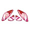 Transparent Resin Wing Earrings Pendants, Wings Charms, Crimson, 39x15x3mm, Hole: 1.2mm, Small wings: 11x19.5x3mm