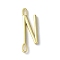 Rack Plating Brass Connector Charms, for Personalized Name Necklace Making, Cadmium Free & Lead Free, Long-Lasting Plated, Real 18K Gold Plated, Letter N, 28x7.5x1.5mm, Hole: 3x0.8mm