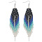 Ethnic Style Handmade Glass Seed Beads Arrow Dangle Earrings, Platinum, 125x30mm