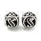 304 Stainless Steel Beads Rhinestone Settings, Large Hole Beads, Round, Letter S, 9.5x8.5x9.5mm, Hole: 4mm, Fit for 0.8mm Rhinestone.