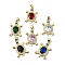 Rack Plating Real 18K Gold Plated Brass Micro Pave Cubic Zirconia Pendants, with Glass, Long-Lasting Plated, Lead Free & Cadmium Free, Turtle, Mixed Color, 24x16.5x5.5mm, Hole: 3x3.5mm