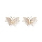 Brass Micro Pave Cubic Zirconia Links connectors, Butterfly, Clear, Golden, 12.5x18x3mm, Hole: 1mm