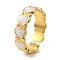 304 Stainless Steel Enamel Open Cuff Rings for Women, Heart, Real 18K Gold Plated, 6mm, Inner Diameter: Adjustable