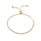 Adjustable Rack Plating Brass Cubic Zirconia Chain Bracelets, Slider Bracelet for Women, Lead Free & Cadmium Free, Real 18K Gold Plated, 10-3/4 inch(27.4cm)