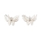 Brass Pendants, with Rhinestone, Butterfly Charms, Cadmium Free & Nickel Free & Lead Free, Silver, 14x19x4.5mm, Hole: 1.2mm
