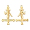 304 Stainless Steel Pendants, Cross with Baphomet Charm, Real 18K Gold Plated, 43x27x2mm, Hole: 3mm