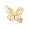 Brass Micro Pave Cubic Zirconia Connector Charms, Cadmium Free & Nickel Free & Lead Free, Butterfly, Real 18K Gold Plated, 14x11.5x4mm, Hole: 1.2mm