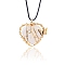 Natural Quartz Crystal Metal Wire Wrapped Heart Pendants, Golden Plated Butterfly Charms, 42x37mm