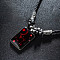 Luminous Alloy Glass Rectangle with Constellation Pendant Black Braided PU Leather Cord Necklaces, Platinum, Cancer, 19.69 inch(50cm)