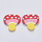 Handmade Polymer Clay Cabochons, Mushroom, Red, 19~20x20.5~21x2~2.5mm