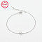 Anti-Tarnish Rhodium Plated 925 Sterling Silver Letter Cubic Zirconia Link Bracelets, Cable Chains Bracelets for Women, Letter H, 6-1/4 inch(16cm)