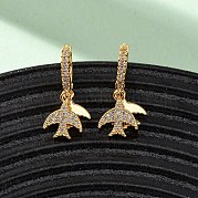 Серьги-кольца из латуни с микропаве из прозрачных кубических цирконий EJEW-F384-06G