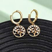 Серьги-кольца из латуни с микропаве из прозрачных кубических цирконий EJEW-F384-01G