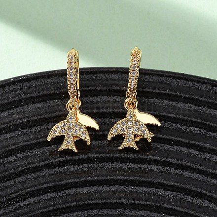 Серьги-кольца из латуни с микропаве из прозрачных кубических цирконий EJEW-F384-06G-1