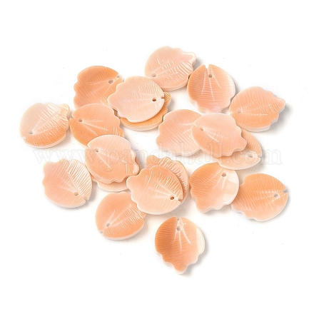 Подвески из натуральных морских ракушек с резными листьями SSHEL-C013-02D-1
