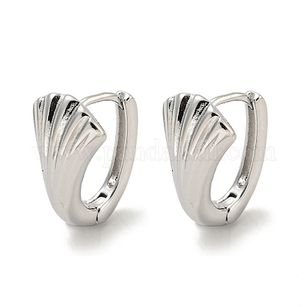 Серьги-кольца из латуни в форме ракушки EJEW-L211-011B-P-1