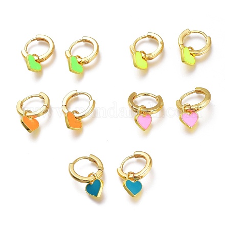 Серьги-кольца Huggie из латуни с эмалью KK-A150-10G-RS-1