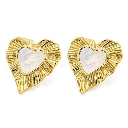 Серьги-гвоздики в форме сердца из нержавеющей стали 304 EJEW-M233-20G-1