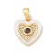Brass Micro Pave Cubic Zirconia Pendants, Cadmium Free & Nickel Free & Lead Free, with Shell, Heart Charms, FireBrick, 13.5x13x3mm, Hole: 4mm