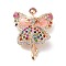Alloy Pave Rhinestone Brooch, Ballerina Girl, Colorful, 64x47.5x17.5~18mm, Hole: 6.5x6mm