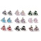 Rack Plating Brass Micro Pave Cubic Zirconia Stud Earrings, Long-lasting Plated, Flower, Platinum, Mixed Color, 13x12mm