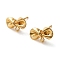 Brass Stud Earring Findings, Bowknot, Real 18K Gold Plated, 9x17mm, Hole: 2mm, Pin: 12x0.8mm