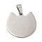 Non-Tarnish 304 Stainless Steel Pendants, Stamping Blank Tag, Cat Head Charm, Stainless Steel Color, 21x24x1.5mm, Hole: 7x4mm