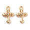 Brass Micro Pave Cubic Zirconia Charms, Cadmium Free & Nickel Free & Lead Free, Cross, Real 18K Gold Plated, 13x8.5x2.5mm, Hole: 1.4mm