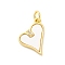 Brass Micro Pave Cubic Zirconia Pendants, Cadmium Free & Lead Free, with Shell, Heart Charms, with Jump Ring, Real 16K Gold Plated, 14x13x2.5mm, Hole: 3.5mm