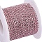 Brass Rhinestone Strass Chains, Cadmium Free & Lead Free, with Spool, Rhinestone Cup Chain, about 2880pcs Rhinestone/bundle, Grade A, Silver Color Plated, Light Rose, 2mm, about 10yards/roll