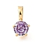 Brass Micro Pave Cubic Zirconia Charms, Cadmium Free & Nickel Free & Lead Free, Flat Round, Real 18K Gold Plated, 12.5x7x6mm, Hole: 3x3.5mm