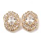 Oval Brass Micro Pave Cubic Zirconia Beads, Nickel Free, with Glass, Clear, Real 18K Gold Plated, 16x12.5x7mm, Hole: 1.8mm