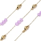 304 Stainless Steel Cable Chains, Rondelle, with Glass, Ion Plating(IP), Real 18K Gold Plated, Soldered, with Spool, Plum, 2.3x2mm, about 32.81 Feet(10m)/Roll