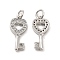 Brass Micro Pave Clear Cubic Zirconia Pendants, Cadmium Free & Nickel Free & Lead Free, with Jump Ring, Heart Key Charms, Platinum, 17.5x8x2.5mm, Hole: 3.5mm