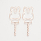 Alloy Bunny Open Back Bezel Pendants, For DIY UV Resin, Epoxy Resin, Pressed Flower Jewelry, Rabbit with Magic Stick, Rose Gold, 62.5x22x2.5mm, Hole: 2.5mm