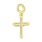 Brass Micro Pave Cubic Zirconia European Dangle Charms, Cross, Large Hole Pendants, Cadmium Free & Lead Free, Real 16K Gold Plated, 27.5mm, Hole: 4.2mm