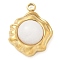 Natural White Agate Pendants, 304 Stainless Steel Flower Charms, Real 18K Gold Plated, 17x13.5x7mm, Hole: 2mm