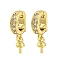Brass Micro Pave Clear Cubic Zirconia Pendant Bail, Cadmium Free & Nickel Free & Lead Free, Real 18K Gold Plated, 15mm