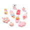 Resin Pendants, with Platinum Plated Iron Loops, Ice Cream & Flower & Cloud, Mixed Shapes, Pink, 15~32x9~25x5.5~11mm, Hole: 1.8~2mm, about 10pcs/bag