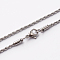 Tarnish Resistant 304 Stainless Steel Rope Chain Necklaces, with Lobster Claw Clasps, Stainless Steel Color, 20.3 inch(51.6cm)