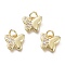 Brass Micro Pave Clear Cubic Zirconia Pendants, with Jump Rings, Butterfly, Real 18K Gold Plated, 9x10.5x2mm, Hole: 3.5mm