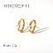 Elegant Stainless Steel Hoop Earrings, with Cubic Zirconia, Real 18K Gold Plated, 12.3x4.2mm