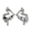 Alloy Pendant, with Glass, Gunmetal, Lead Free & Cadmium Free, Heart Charm, Black, 33.5x20x5.5mm, Hole: 1.4mm